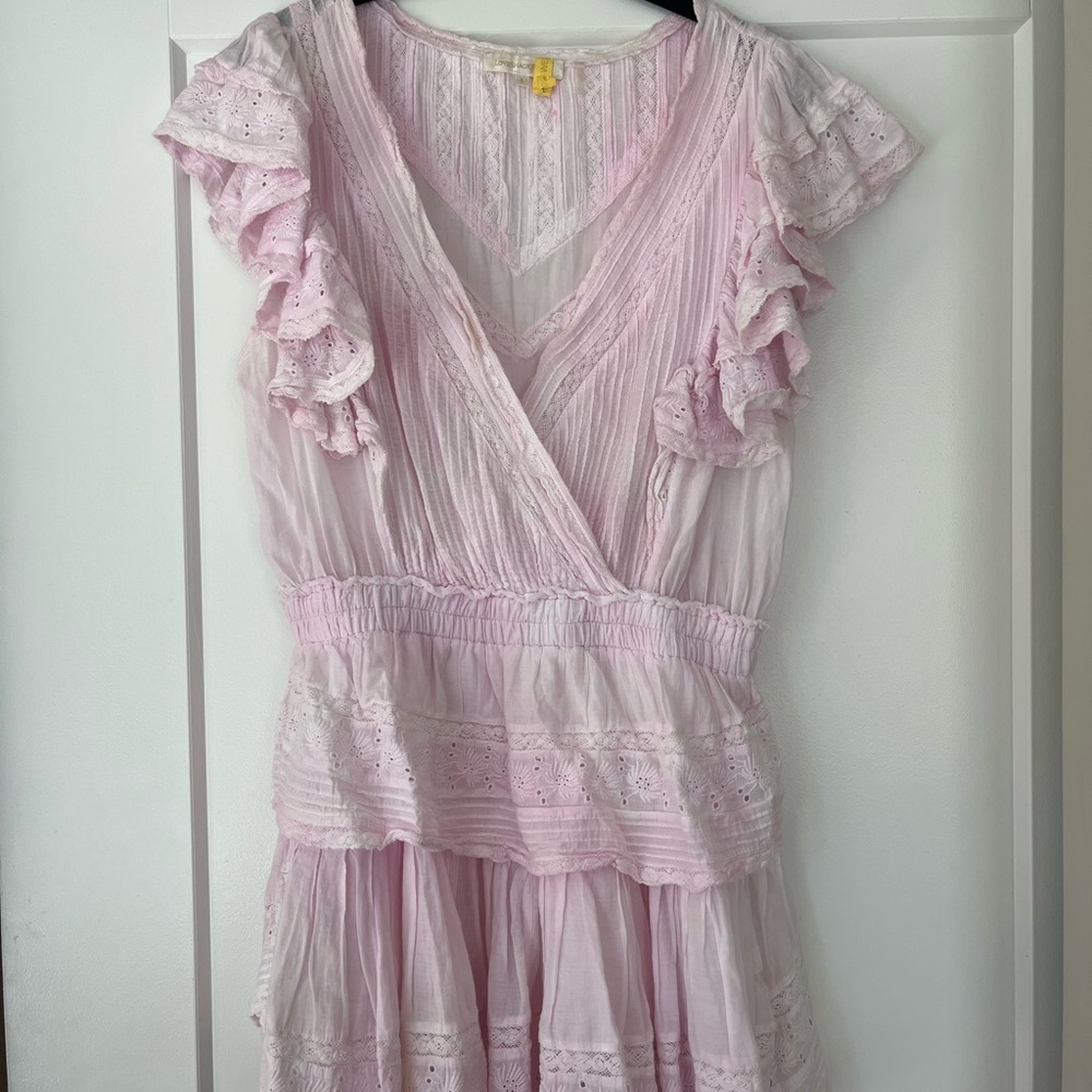 LoveShackFancy Light Pink Ruffle Dress